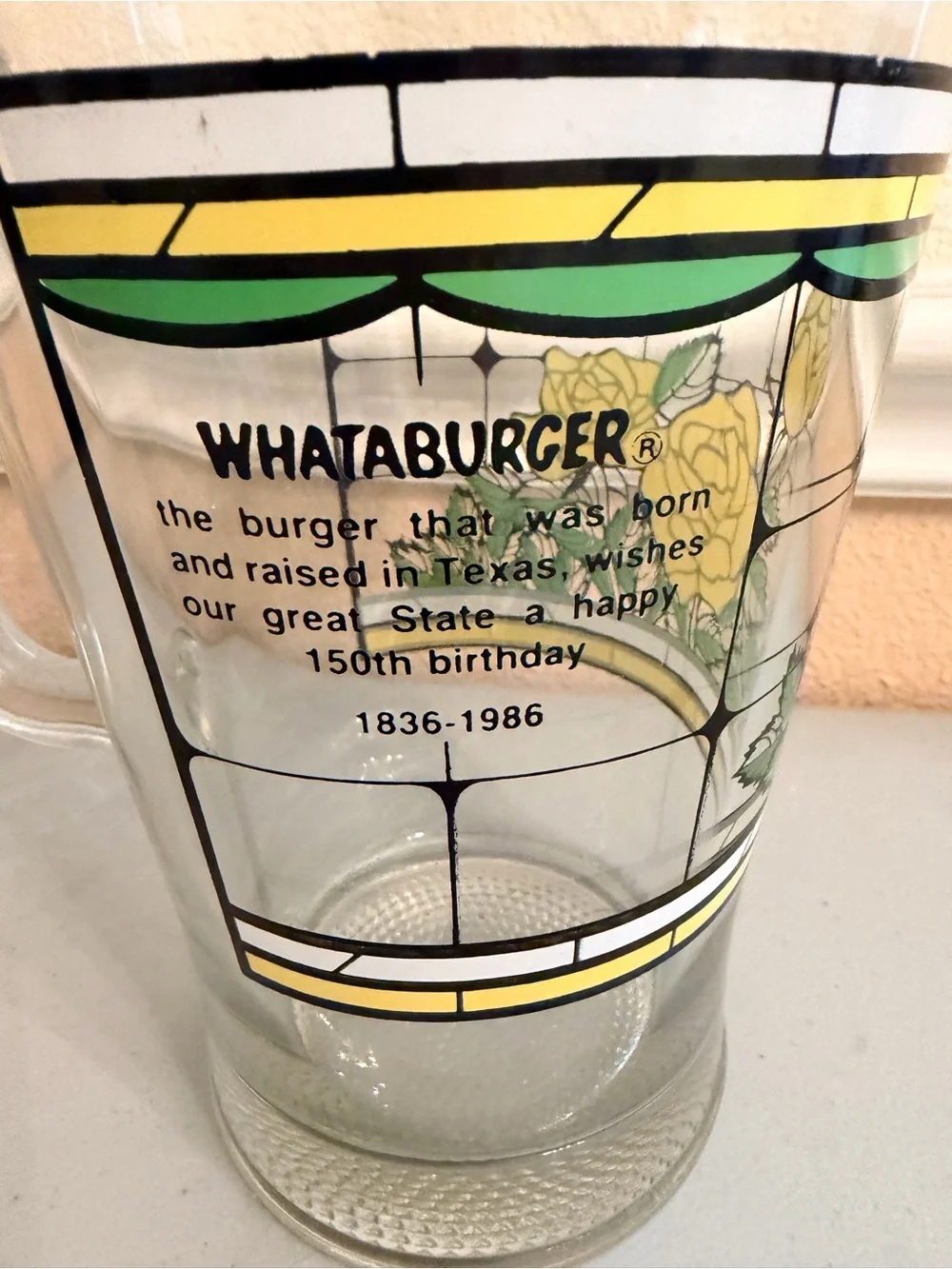 Vintage 1986 Whataburger Glass Tea Pitcher